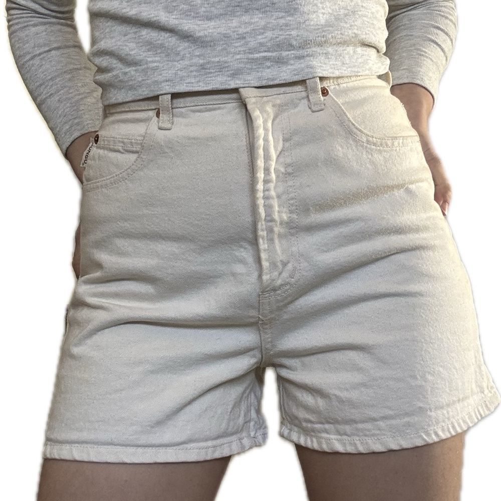 BONGO Women's High Waist Cream Shorts